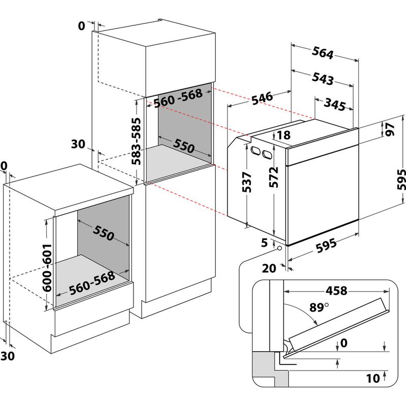 Whirlpool Piekarnik Do zabudowy AKZ9 6230 S Elektryczny A+ Technical drawing