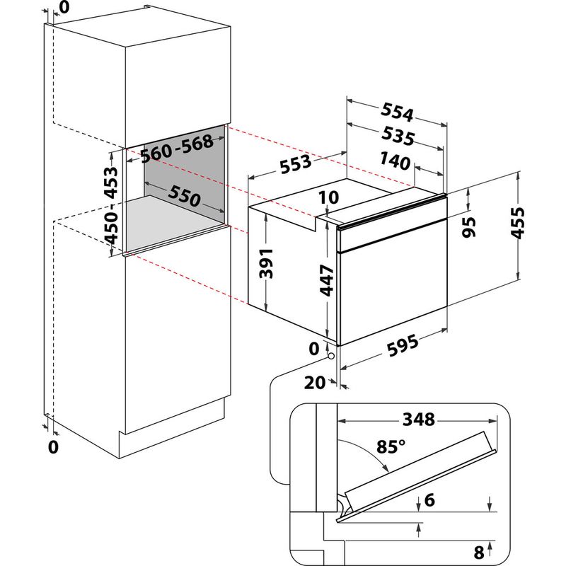 Whirlpool Mikrofalówka Do zabudowy W11I MW161 Ciemny szary Elektroniczny 40 MW-Combi 900 Technical drawing