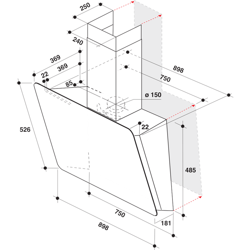 Whirlpool-Okap-Do-zabudowy-WHVS-90F-LT-C-K-Czarny-Kominowy-Elektroniczny-Technical-drawing