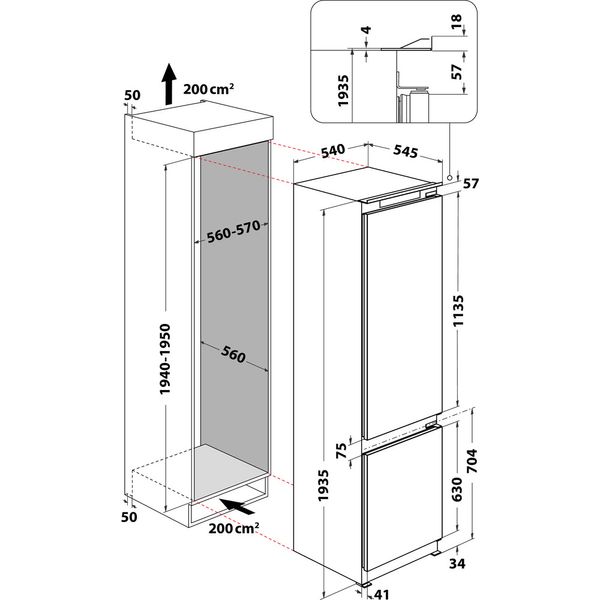 Whirlpool-Lodowka-z-zamrażarką-Do-zabudowy-ART-9811-SF2-Biel-Dwudrzwiow-y-a-Technical-drawing