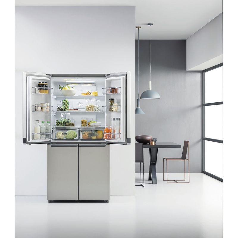Whirlpool-Side-by-Side-Wolnostojące-WQ9-B2L-Inox-Look-Lifestyle-frontal-open