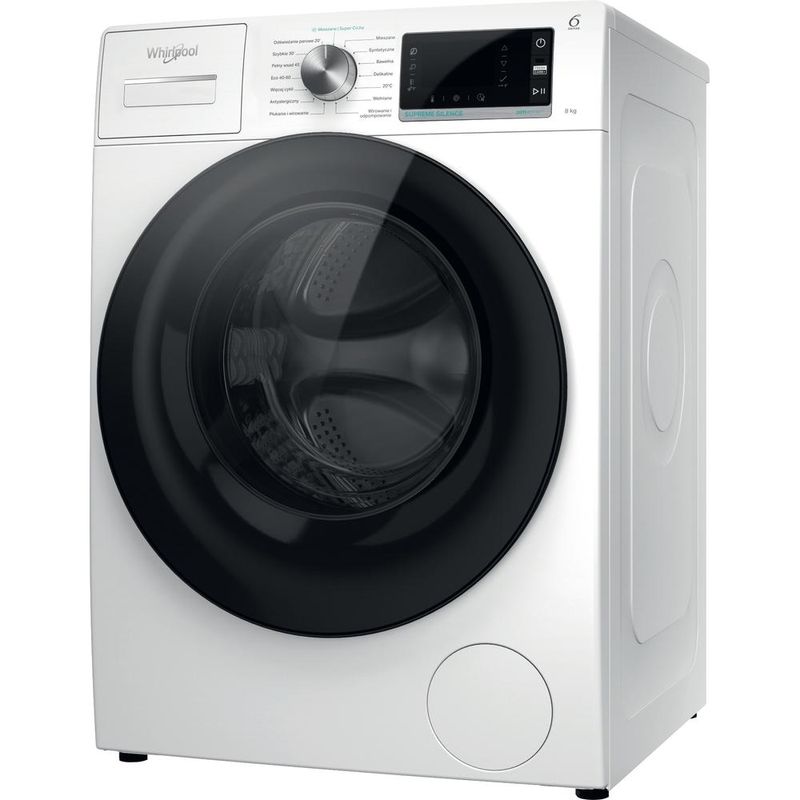 Whirlpool Pralka Wolnostojące W6 W845WB PL Biel Ładowany od frontu B Perspective