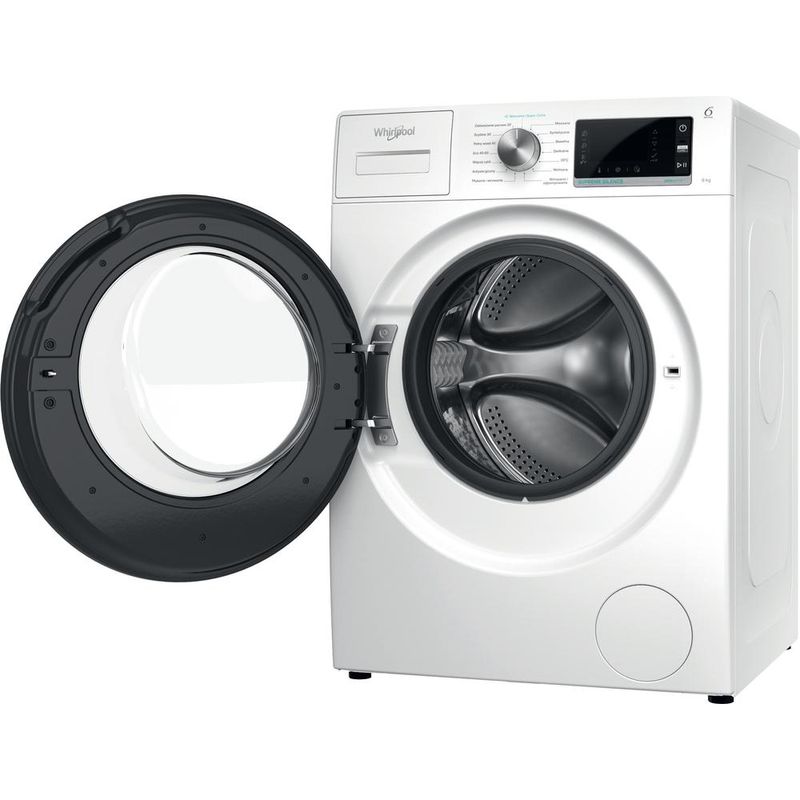 Whirlpool Pralka Wolnostojące W6 W845WB PL Biel Ładowany od frontu B Perspective open