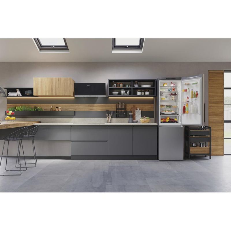 Hotpoint_Ariston Chłodziarka/zamrażarka Wolnostojący HAFC9 TA33SX O3 Saturn Steel Dwudrzwiow(y)a Lifestyle frontal open