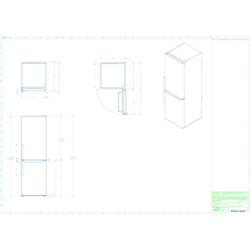 Hotpoint_Ariston Chłodziarka/zamrażarka Wolnostojący HAFC9 TA33SX O3 Saturn Steel Dwudrzwiow(y)a Technical drawing