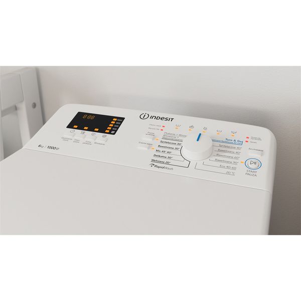 Indesit Pralka Wolnostojące BTW W S60400 PL/N Biel Ładowana od góry C Lifestyle control panel