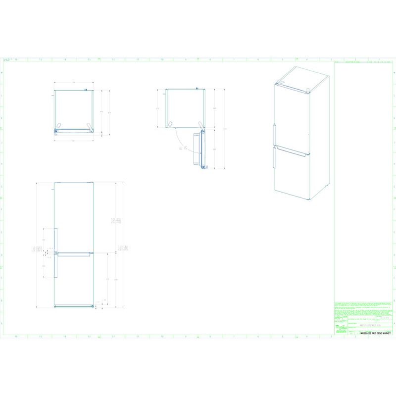 Whirlpool Lodówka z zamrażarką Wolnostojące W9 931D KS H 3 Czarny/inox Dwudrzwiow(y)a Technical drawing