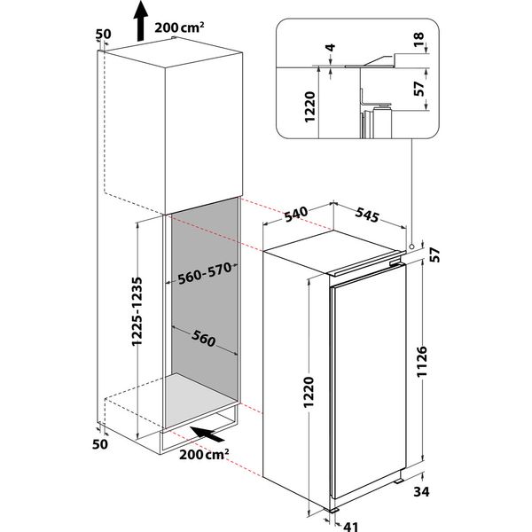 Whirlpool-Lodowka-Do-zabudowy-ARG-7342-Inox-Technical-drawing