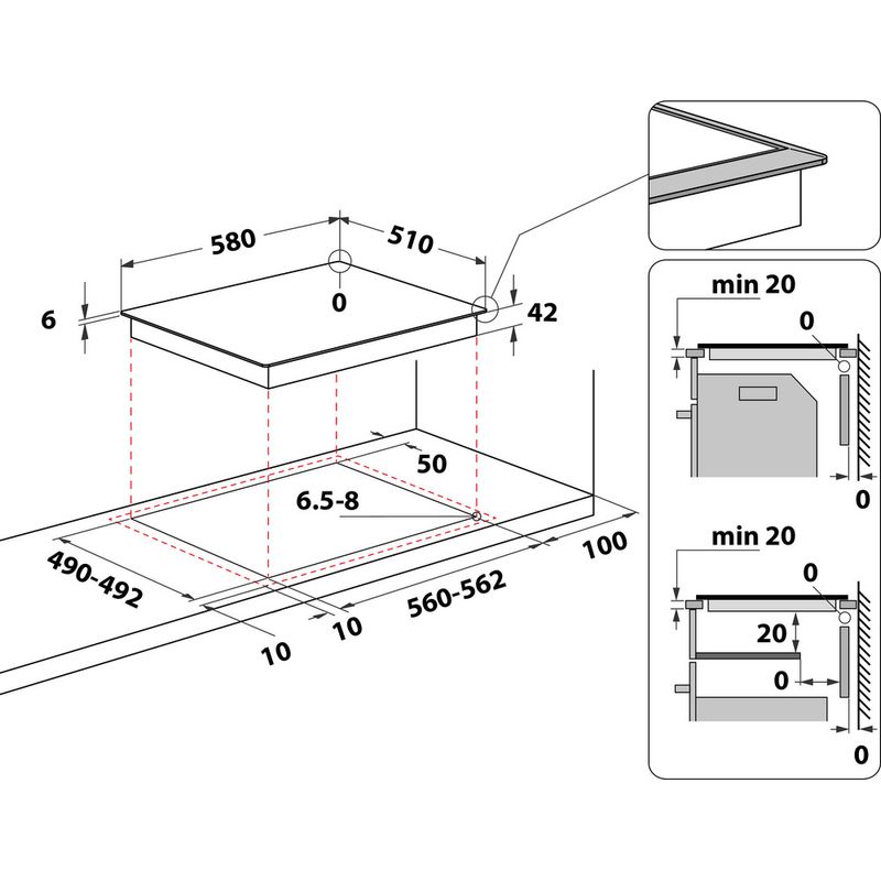 Whirlpool Płyta grzewcza AKT 8210 LX Czarny Radiant vitroceramic Technical drawing