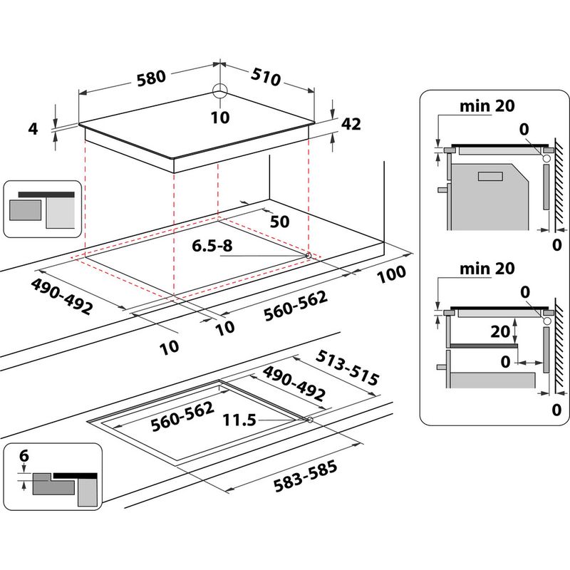 Indesit Płyta grzewcza AAR 160 C Czarny Radiant vitroceramic Technical drawing