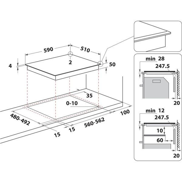 Whirlpool-Płyta-grzewcza-WL-B1160-BF-Czarny-Induction-vitroceramic-Technical-drawing
