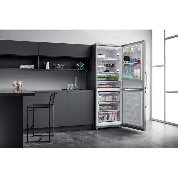 Hotpoint_Ariston Chłodziarka/zamrażarka Wolnostojący HA70BE 72 X Optyczny Inox Dwudrzwiow(y)a Lifestyle perspective open