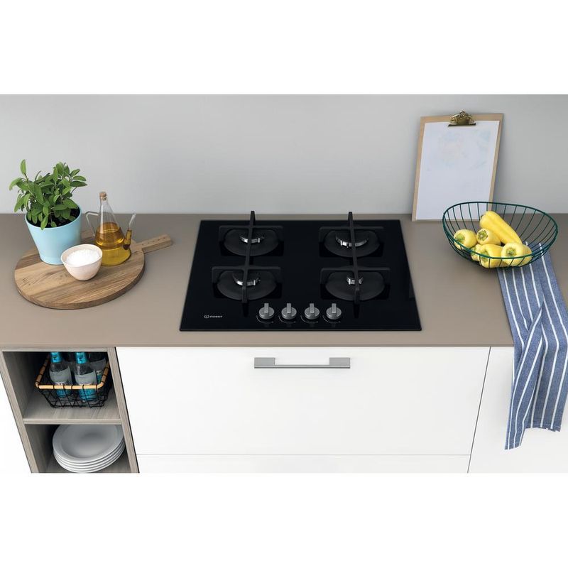 Indesit Płyta grzewcza ING 61T/BK Czarny Gazowy Lifestyle frontal top down