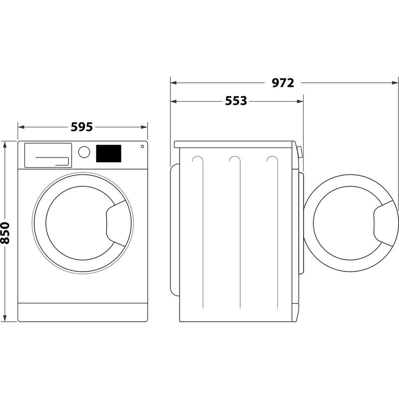 Indesit Pralka Wolnostojące MTWA 71252 W PL Biel Ładowany od frontu E Technical drawing