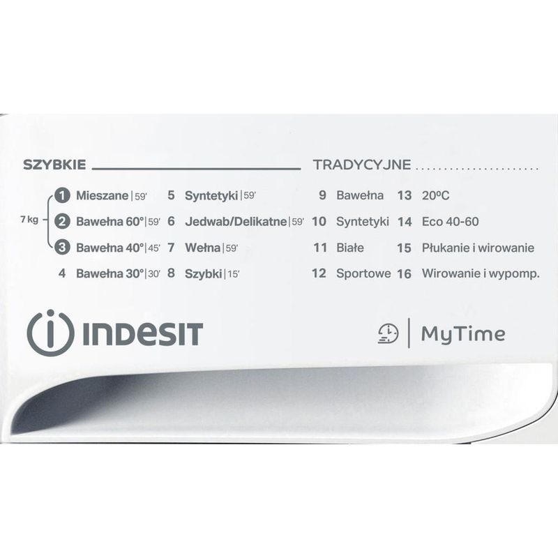 Indesit Pralka Wolnostojące MTWC 71252 W PL Biel Ładowany od frontu E Program