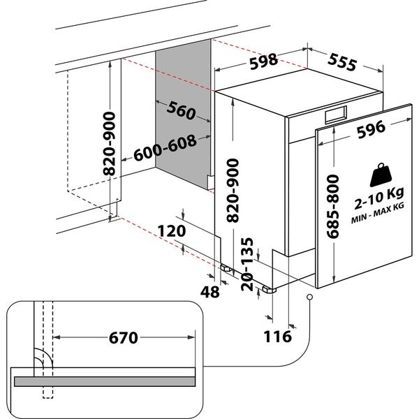 Whirlpool-Zmywarka-Do-zabudowy-WIP-4T133-PE-S-Zintegrowane-D-Technical-drawing