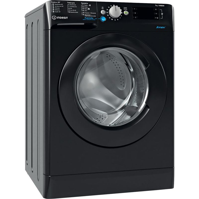 Indesit Pralka Wolnostojące BWE 71452X K PL N Czarny Ładowany od frontu E Perspective