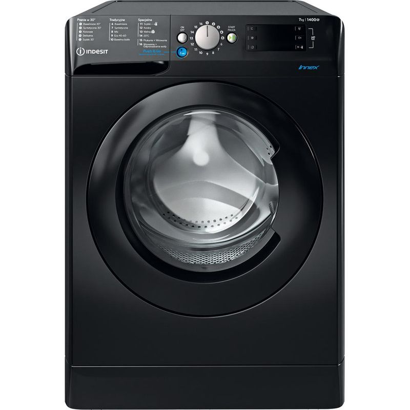 Indesit Pralka Wolnostojące BWE 71452X K PL N Czarny Ładowany od frontu E Frontal