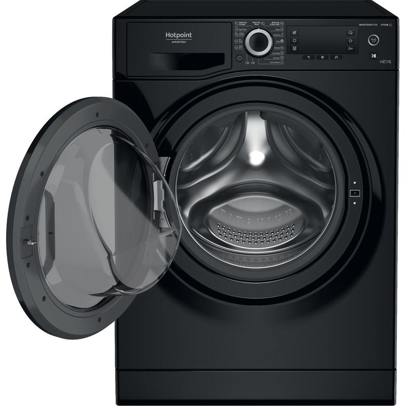 Hotpoint_Ariston Pralko-suszarka Wolnostojący NDD 11725 BDA EE Czarny Ładowany od frontu Frontal open