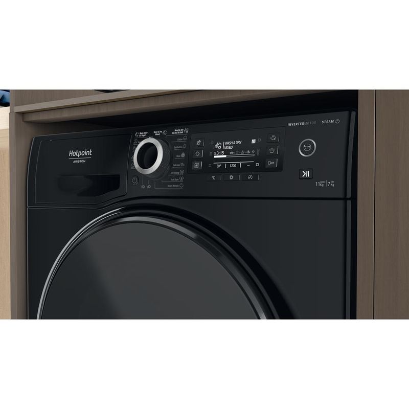 Hotpoint_Ariston Pralko-suszarka Wolnostojący NDD 11725 BDA EE Czarny Ładowany od frontu Lifestyle control panel