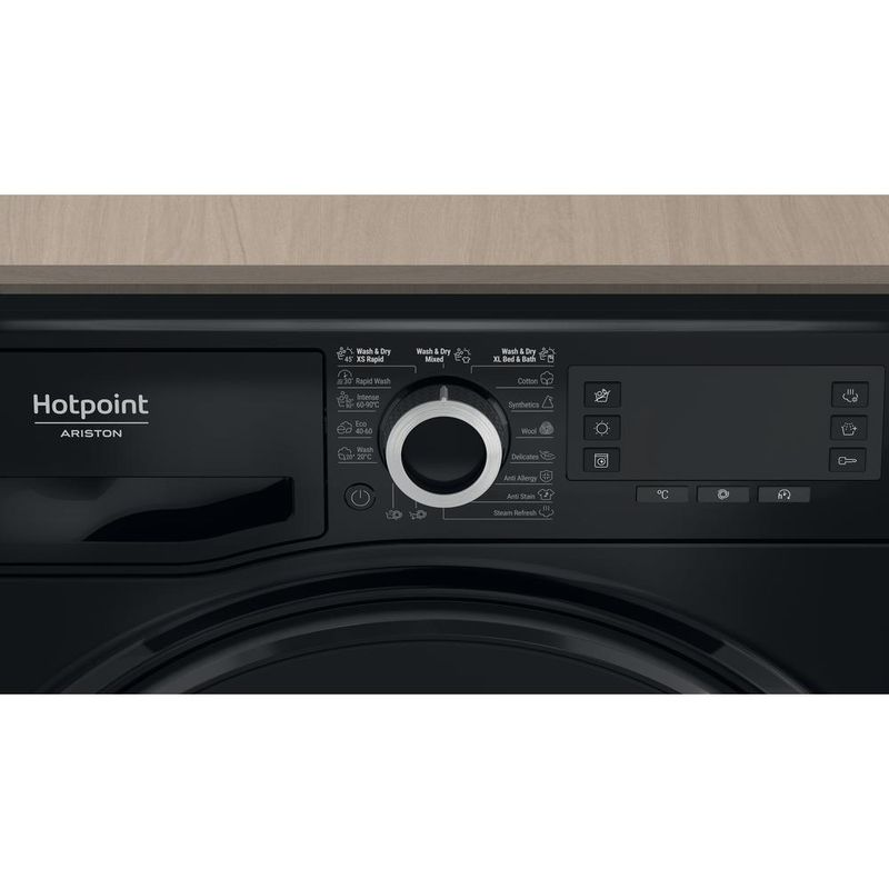 Hotpoint_Ariston Pralko-suszarka Wolnostojący NDD 11725 BDA EE Czarny Ładowany od frontu Control panel