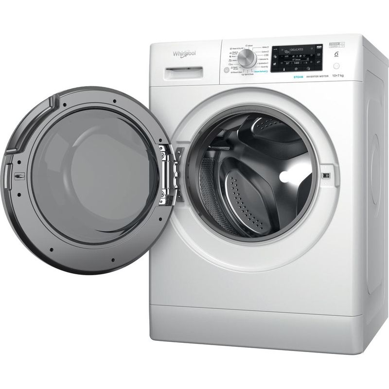 Whirlpool Pralkosuszarka Wolnostojące FFWDD 1076258 SV EE Biel Ładowany od frontu Perspective open