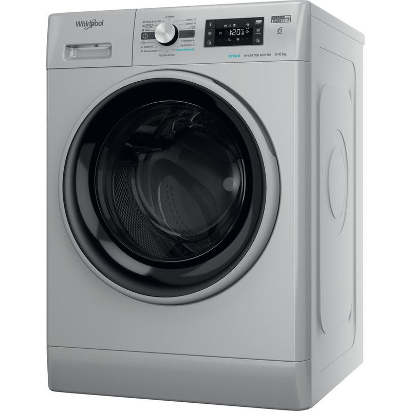 Whirlpool Pralkosuszarka Wolnostojące FFWDB 964369 SBSV EE Srebrny Ładowany od frontu Perspective