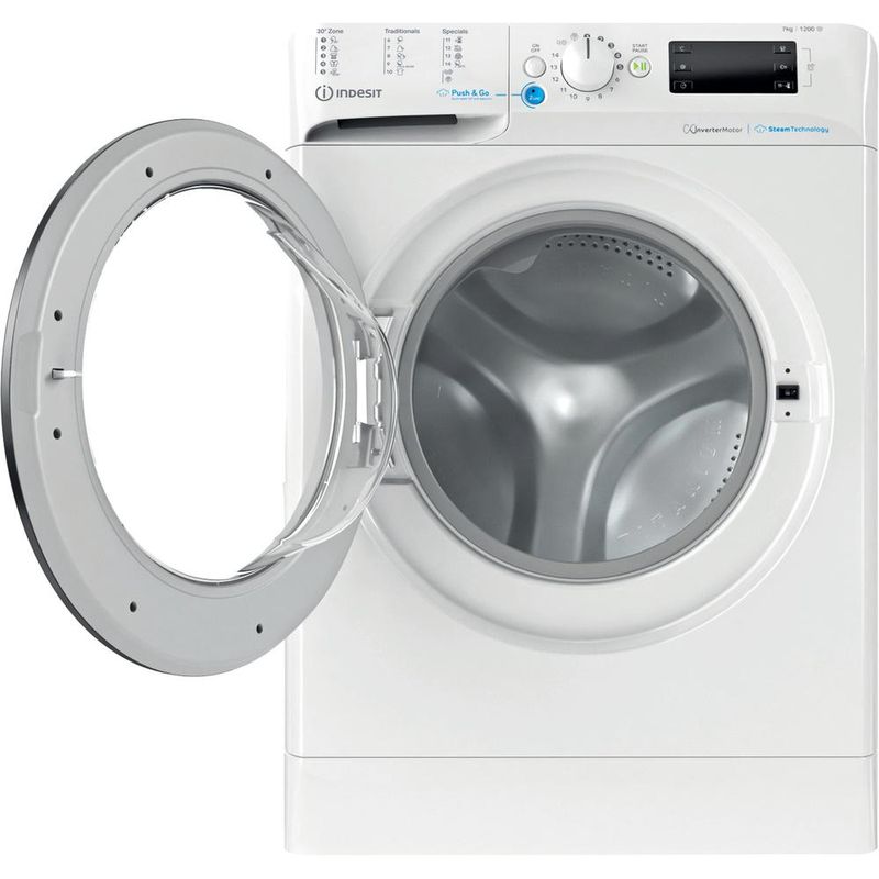 Indesit Pralka Wolnostojące BWSE 71295X WBV EU Biel Ładowany od frontu B Frontal open