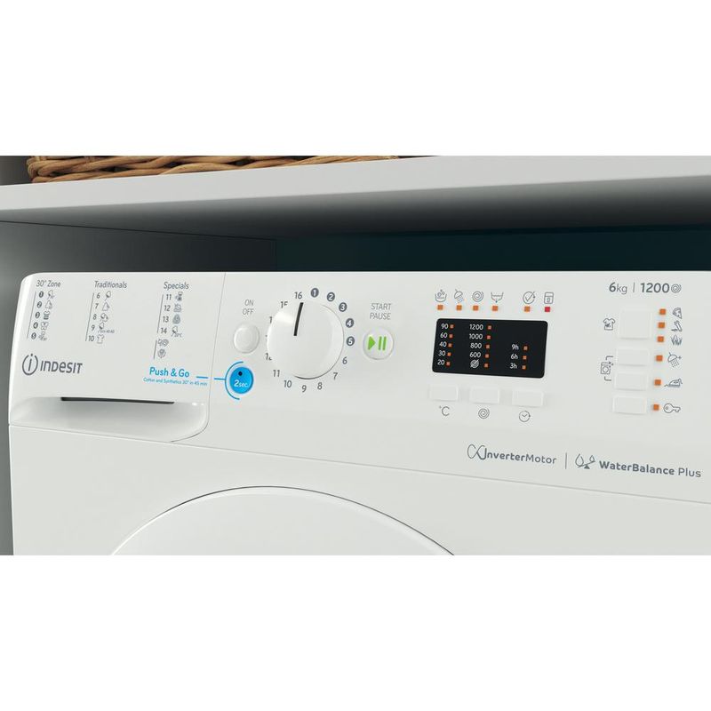 Indesit Pralka Wolnostojące BWSA 61294 W EU N Biel Ładowany od frontu C Lifestyle control panel