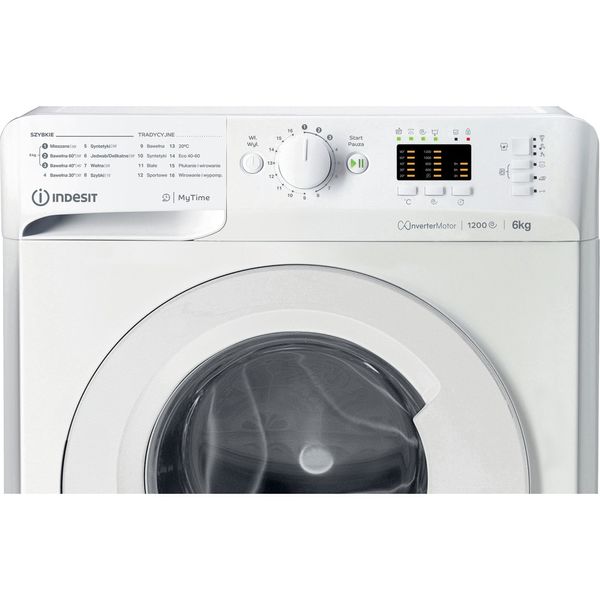 Indesit Pralka Wolnostojące MTWSA 61294 W PL Biel Ładowany od frontu C Control panel