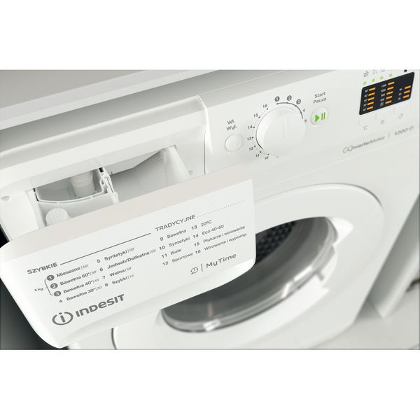 Indesit Pralka Wolnostojące MTWSA 61294 W PL Biel Ładowany od frontu C Drawer