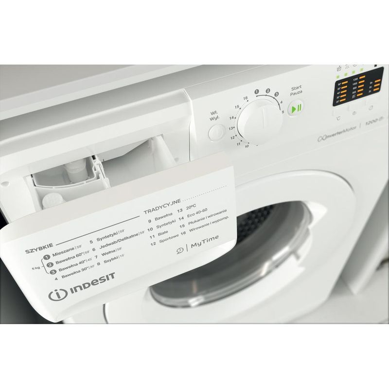 Indesit Pralka Wolnostojące MTWSA 61294 W PL Biel Ładowany od frontu C Drawer