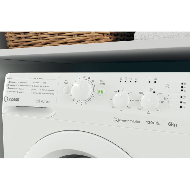 Indesit Pralka Wolnostojące MTWSC 61294 W PL Biel Ładowany od frontu C Lifestyle control panel