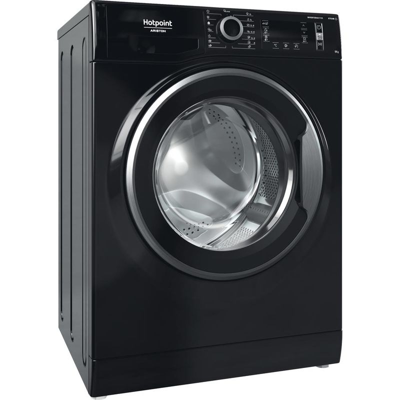 Hotpoint_Ariston Pralka Wolnostojący NLCD 946 BS A EU N Czarny Ładowany od frontu A Perspective