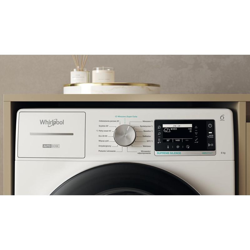 Whirlpool Pralka Wolnostojące W8X 89AD SILENCE PL Biel Ładowany od frontu A Control panel