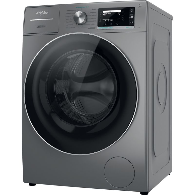 Whirlpool-Pralka-Wolnostojące-W8-99ADS-SILENCE-PL-Srebrny-Ładowany-od-frontu-A-Perspective