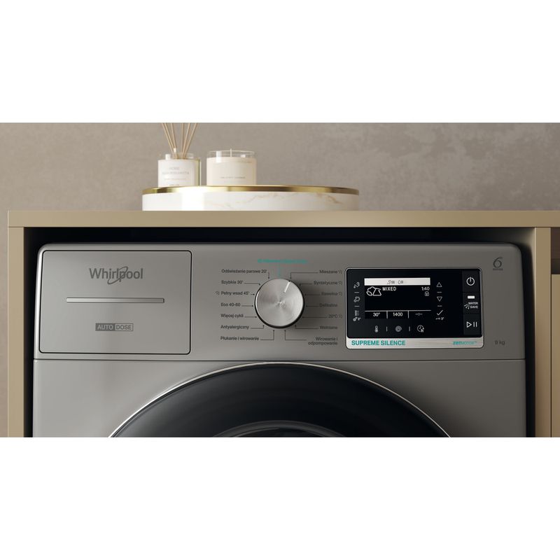 Whirlpool-Pralka-Wolnostojące-W8-99ADS-SILENCE-PL-Srebrny-Ładowany-od-frontu-A-Control-panel