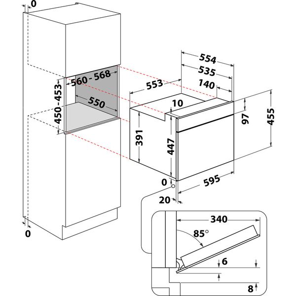 Whirlpool Mikrofalówka Do zabudowy WMW57DHMW Biel Elektroniczny 40 MW-Combi 900 Technical drawing