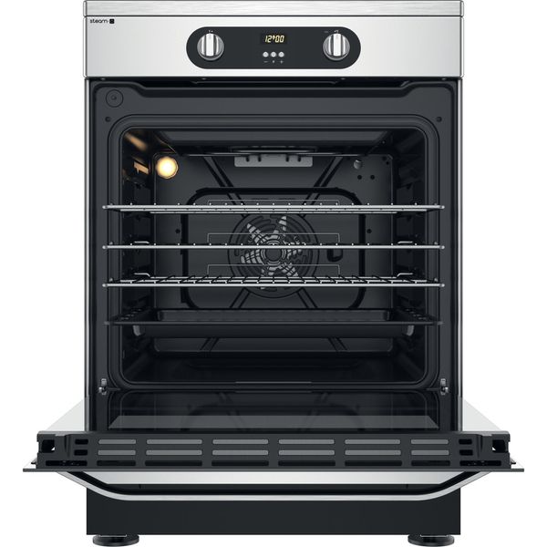 Hotpoint_Ariston-Kuchenka-wolnostojąca-HS68IQ8CHX-E-Inox-Elektryczne-Frontal-open