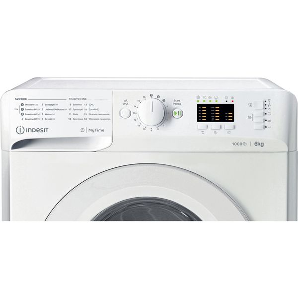 Indesit Pralka Wolnostojące MTWSA 61053 W PL Biel Ładowany od frontu D Control panel