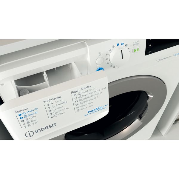 Indesit Pralkosuszarka Wolnostojące BDE 86436 WSV EE Biel Ładowany od frontu Drawer