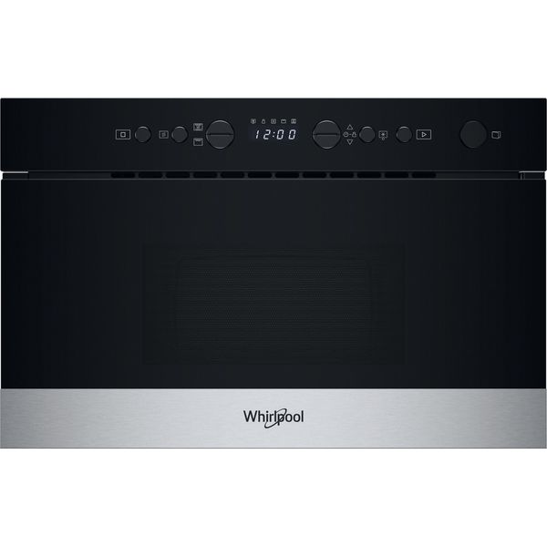 Whirlpool Mikrofalówka Do zabudowy WMN574BX Stal nierdzewna Elektroniczny 22 MW + Grill 750 Frontal