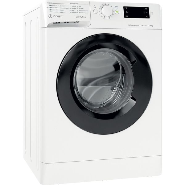 Indesit Pralka Wolnostojące MTWE 81495 WB PL Biel Ładowany od frontu B Perspective