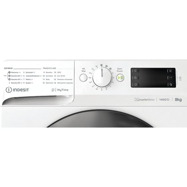 Indesit Pralka Wolnostojące MTWE 81495 WB PL Biel Ładowany od frontu B Program