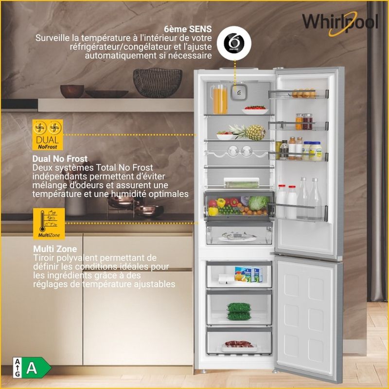 Whirlpool Lodówka z zamrażarką Wolnostojące WHK 25404 XP8E New Silver – ARC 1035 Dwudrzwiow(y)a Lifestyle detail