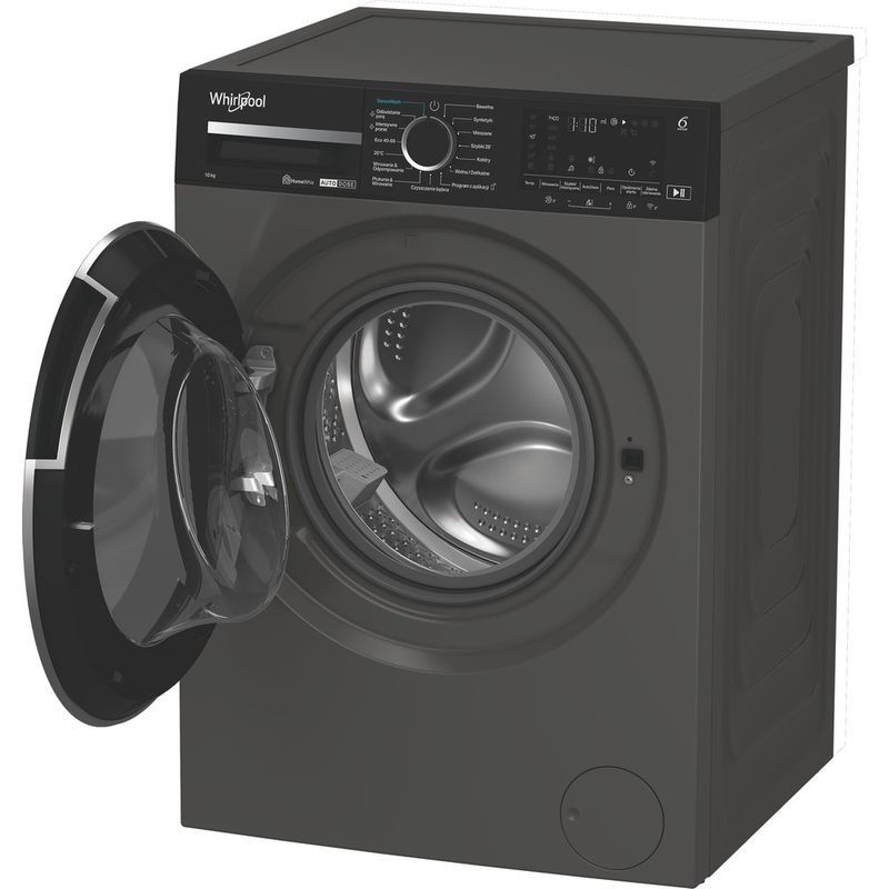 Whirlpool Pralka Wolnostojące MXWM 07G ADS PL Szary Manhattan Ładowany od frontu A Perspective open