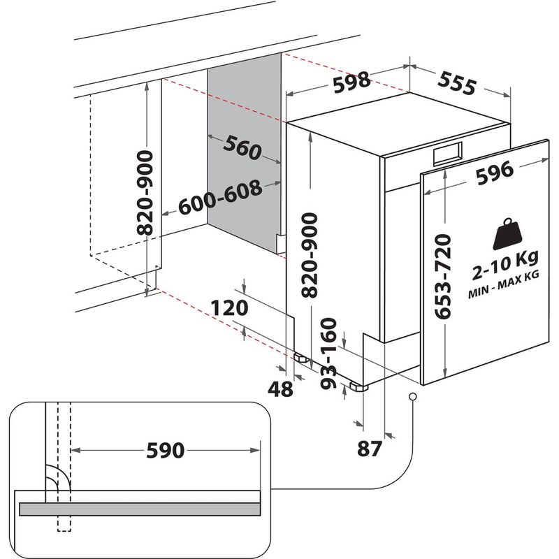 Whirlpool-Zmywarka-Do-zabudowy-W0ITP44LW-Zintegrowane-C-Technical-drawing